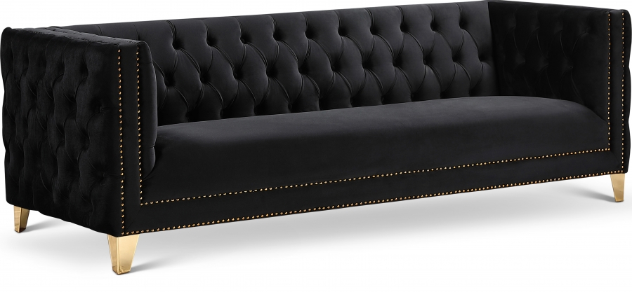 Black Michelle Velvet Sofa 652Black S