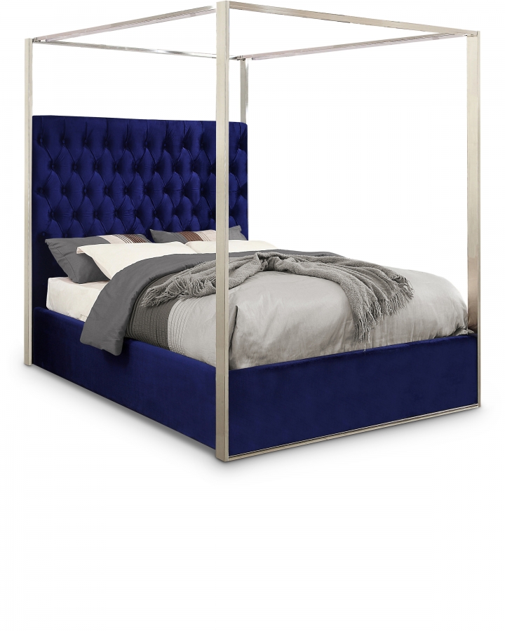 Blue Porter Velvet King Bed PorterNavy K