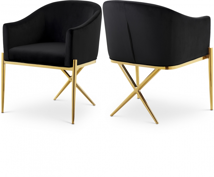Black Xavier Velvet Upholstered Dining Chair | 763Black-C