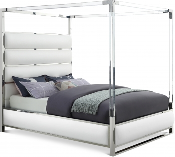 White Encore-Bed-Leather